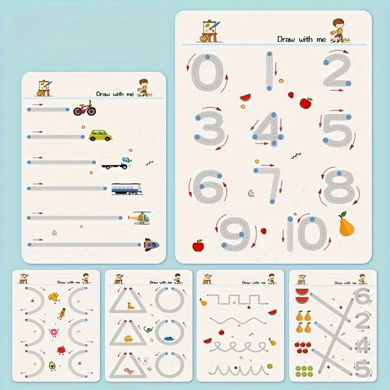 34-Page Reusable Magic Exercise Book Set