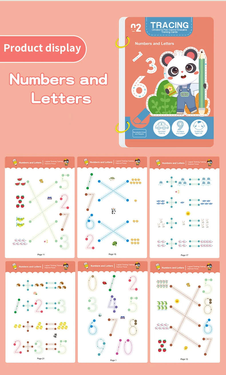 34-Page Reusable Magic Exercise Book Set