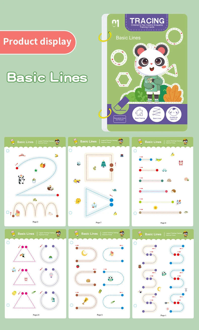 34-Page Reusable Magic Exercise Book Set